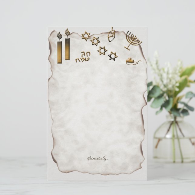 Menorah, Star of David Candles Stationery (Standing Front)