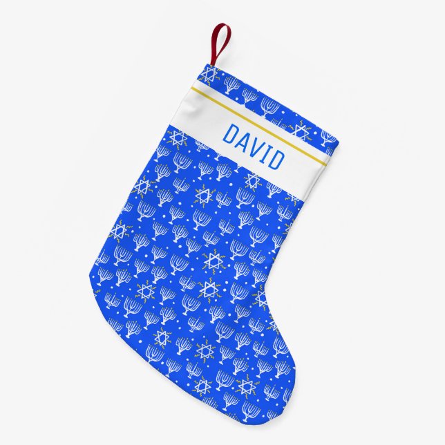 Menorah Star of David Hanukkah CUSTOMIZE IT Small Christmas Stocking (Front (Hanging))