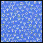 Menorah Star of David Hanukkah Pattern Blue White Fabric<br><div class="desc">Do your own crafts with this patterned fabric. You can customise it and add text too. Check my shop for lots more colours and patterns! If you'd like something custom please let me know!</div>