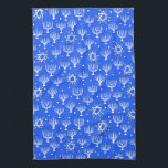 Menorah Star of David Hanukkah Pattern Blue White Tea Towel<br><div class="desc">Decorate your kitchen with this fun holiday dish towel. Makes a great holiday,  housewarming or wedding gift! 
You can customise it and add text too.
Check my shop for lots more colours and patterns!</div>
