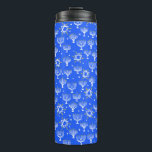 Menorah Star of David Hanukkah Pattern Blue White Thermal Tumbler<br><div class="desc">Cute stars decorate this thermal container. Customise it with your name or other text over the pattern. Check my shop for more matching items for your kitchen and life.</div>