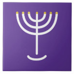 Menorah White Gold Purple Tile<br><div class="desc">Menorah white gold purple tile. Personalise by adding your own name. To make this your own design 'Click to Customise Further" … or 'Transfer this design' to print the same design onto a different product. Where does the Menorah come from? It comes from the Bible, in the book of Exodus,...</div>