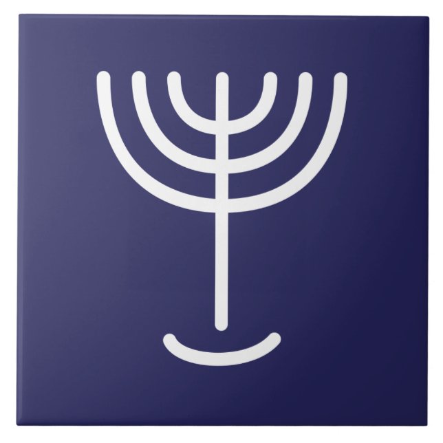 Menorah White Navy Tile (Front)