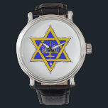 Menorah Within the Star of David Watch<br><div class="desc">Blue and gold design. Menorah Within the Star of David</div>