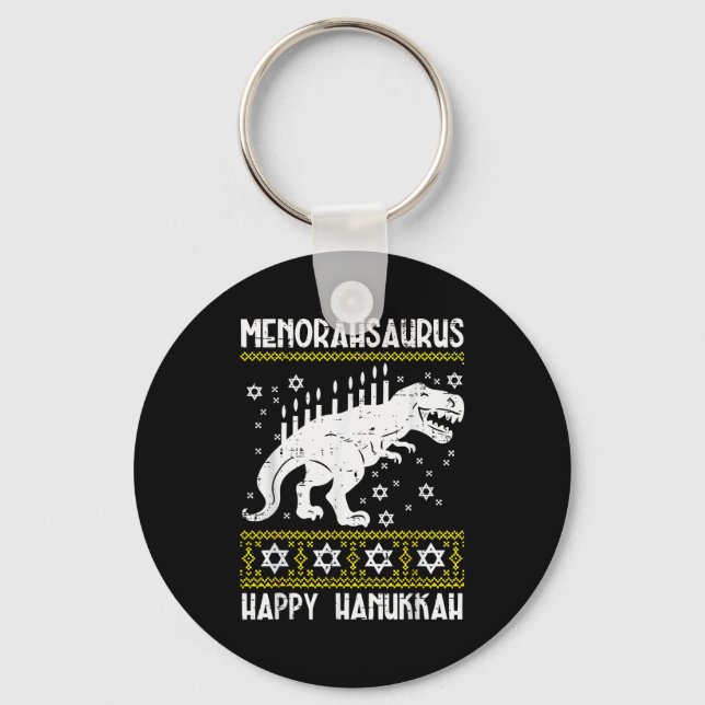 Menorahsaurus Happy Hanukkah Dino Chanukah Toddler Key Ring (Front)