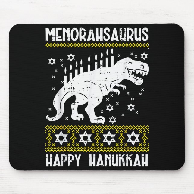 Menorahsaurus Happy Hanukkah Dino Chanukah Toddler Mouse Mat (Front)