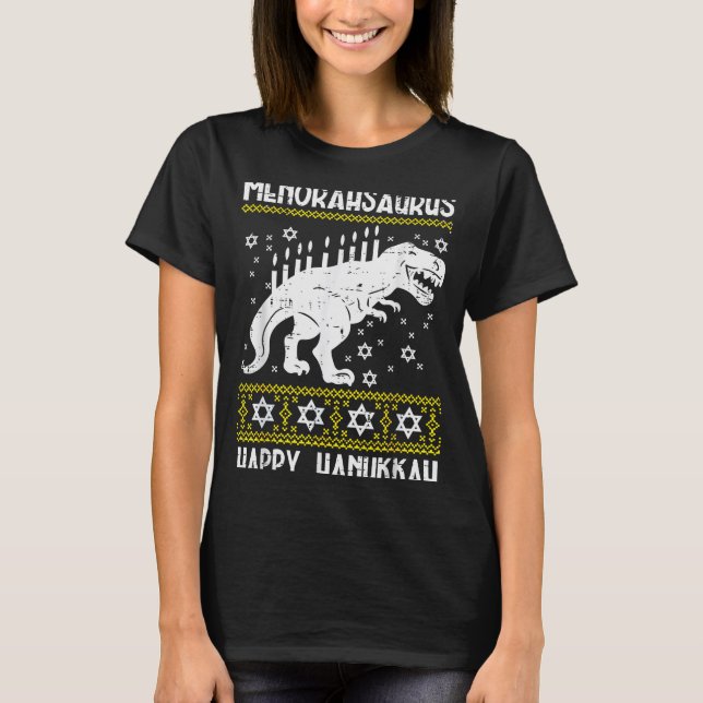 Menorahsaurus Happy Hanukkah Dino Chanukah Toddler T-Shirt (Front)
