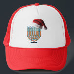 Menorahwith-HAT Trucker Hat<br><div class="desc">A Menorh with a Santa Claus Hat</div>