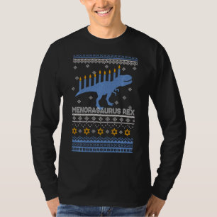 Menorasaurus Hanukkah Fun T Rex Dinosaur Menorah T-Shirt