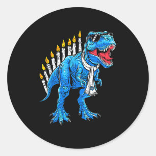 Menorasaurus Hanukkah T Rex Dinosaur Dino Chanukah Classic Round Sticker