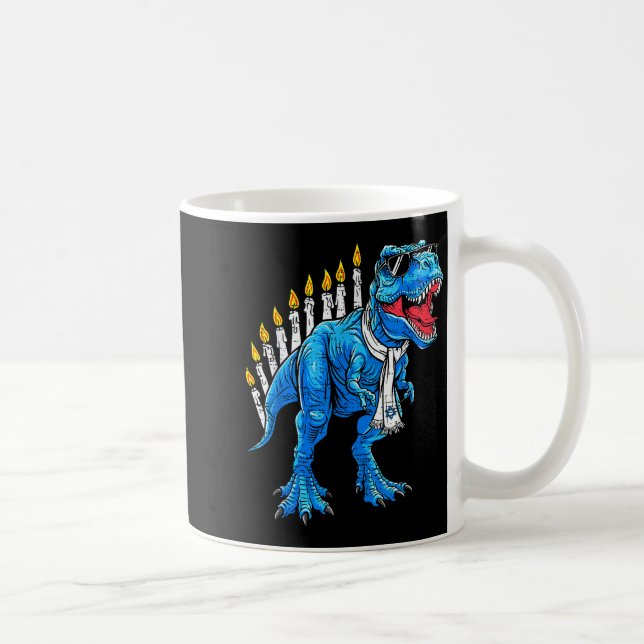 Menorasaurus Hanukkah T Rex Dinosaur Dino Chanukah Coffee Mug (Right)