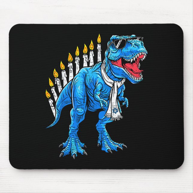 Menorasaurus Hanukkah T Rex Dinosaur Dino Chanukah Mouse Mat (Front)