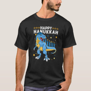 Menorasaurus Rex Dinosaur Happy Hanukkah Boys Kids T-Shirt