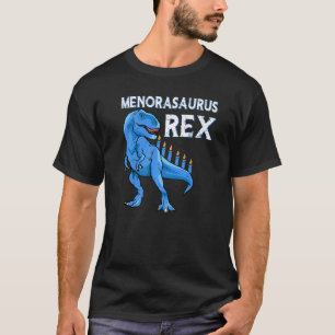 Menorasaurus Rex Dinosaur Rex Hanukkah Menora Pun T-Shirt