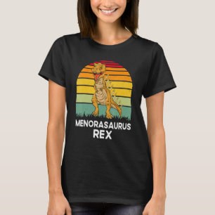 Menorasaurus Rex Dinosaur Rex Hanukkah Menora Pun T-Shirt
