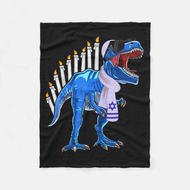 Menorasaurus Rex Shirt T Rex Dinosaur Hanukkah Gif Fleece Blanket (Front)