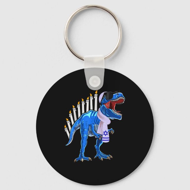 Menorasaurus Rex Shirt T Rex Dinosaur Hanukkah Gif Key Ring (Front)