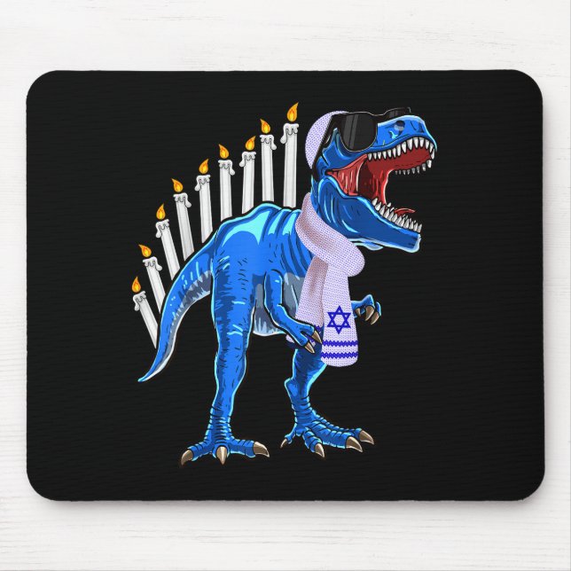 Menorasaurus Rex Shirt T Rex Dinosaur Hanukkah Gif Mouse Mat (Front)