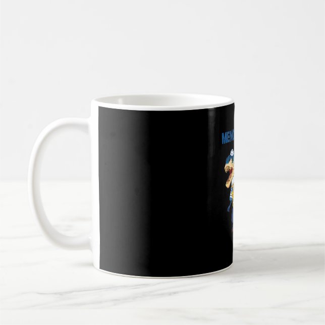Menorasaurus Rex T Rex Dinosaur Hanukkah Chanukah Coffee Mug (Left)