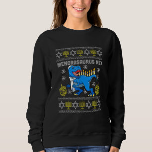Menorasaurus Rex Trex Menorah Ugly Hanukkah Chanuk Sweatshirt