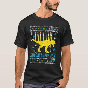 Menorasaurus Rex Trex Menorah Ugly Hanukkah Chanuk T-Shirt