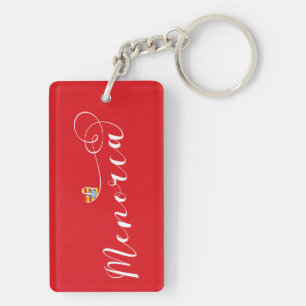 Menorca Flag Heart, Balearic Islands Key Ring