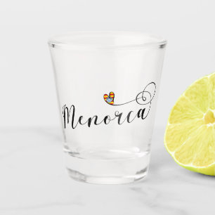 Menorca Flag Heart, Balearic Islands Shot Glass