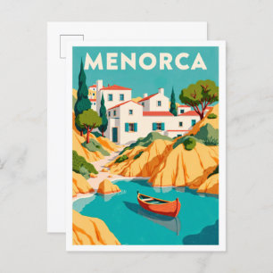 Menorca Spain Art Vintage Illustration Travel Postcard