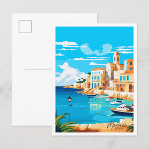 Menorca Spain vintage travel illustration Postcard