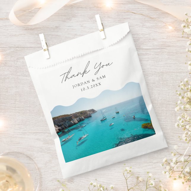 Menorca Spain Wedding Personalised Favour Bags (Clipped)