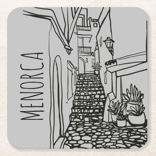 Menorca Square Paper Coaster (Front)