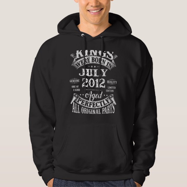Mens 10th Birthday  For Kings Born In July 2012 10 Hoodie (Front)