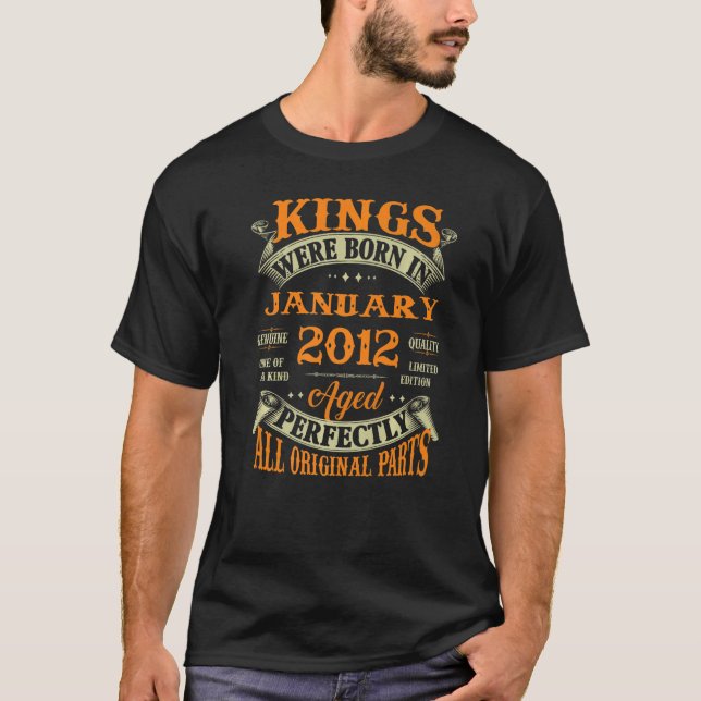 Mens 11th Birthday  Kings Born In January 2012 11  T-Shirt (Front)