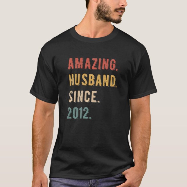 Mens 11th Wedding Anniversary - Amazing Husband Si T-Shirt (Front)