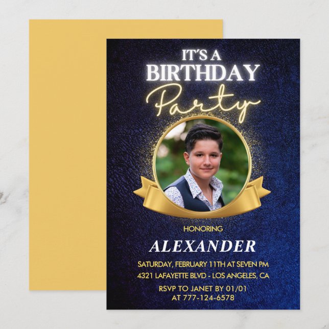 Mens 16th birthday invitations  Elegant Chic (Front/Back)