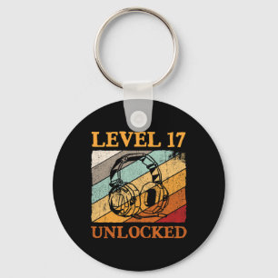 Mens 17th Birthday Boys Video Gamer Level 17 Unloc Key Ring