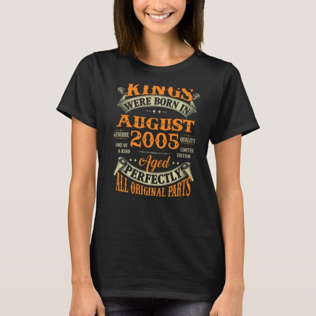 Mens 17th Birthday For Kings Born In August 2005 1 T-Shirt (Front)