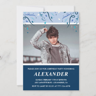 Mens 18th birthday invitations Photo Navy Blue