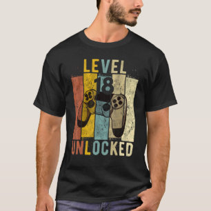 Mens 18th Birthday Level 18 Unlocked Video Gamer G T-Shirt
