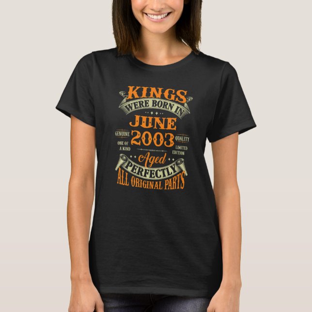 Mens 19th Birthday  For Kings Born In June 2003 19 T-Shirt (Front)