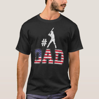 Mens 1 Baseball Dad Happy Fathers Day USA 4th of T-Shirt