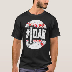 Mens 1 Dad Baseball Number One Daddy Son Father s T-Shirt
