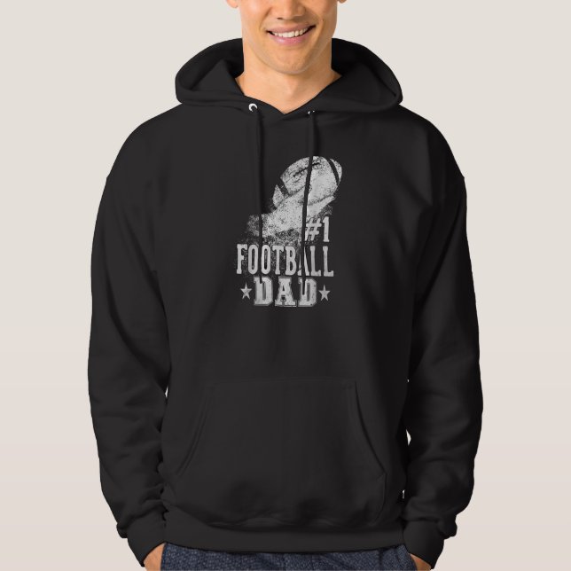 Mens 1 Football Dad for Fathers Day Football Hoodie (Front)