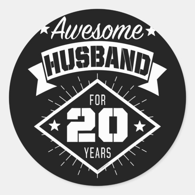Mens 20th Anniversary T-shirt For Him Awesome Husb Classic Round Sticker (Front)