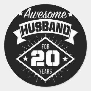 Mens 20th Anniversary T-shirt For Him Awesome Husb Classic Round Sticker