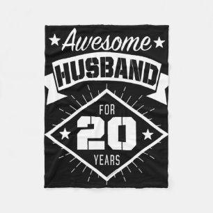 Mens 20th Anniversary T-shirt For Him Awesome Husb Fleece Blanket