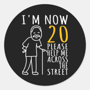 Mens 20th Birthday For Him I'm Now 20 Years Old Classic Round Sticker