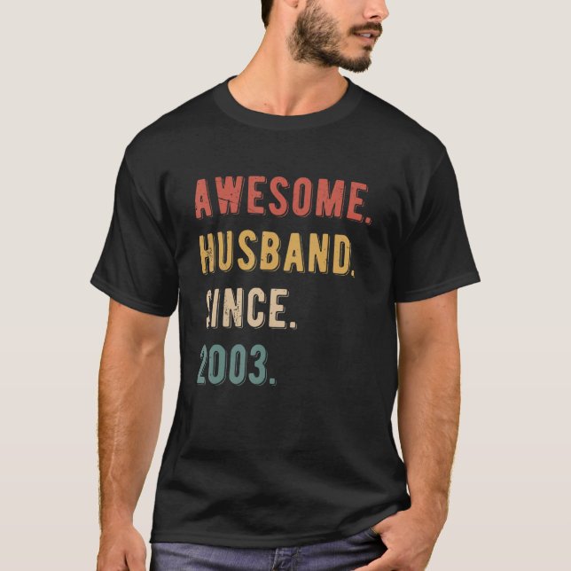 Mens 20th Wedding Anniversary - Awesome Husband Si T-Shirt (Front)