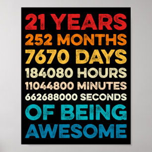 Mens 21st Birthday 21 Years Of Being Awesome Poster