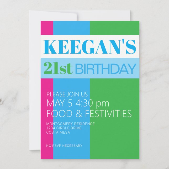 Mens 21st Birthday Invitation (Front)